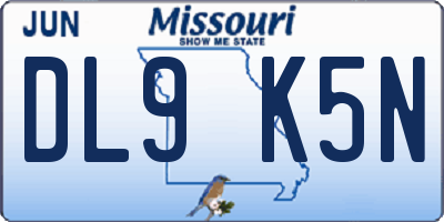 MO license plate DL9K5N