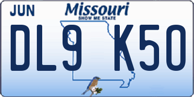 MO license plate DL9K5O