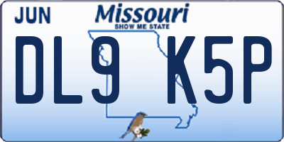 MO license plate DL9K5P