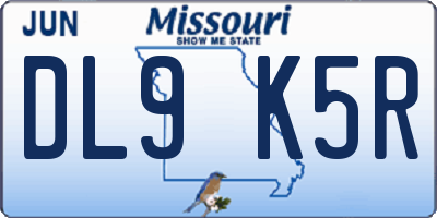 MO license plate DL9K5R