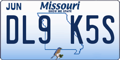 MO license plate DL9K5S