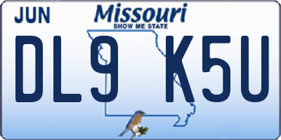 MO license plate DL9K5U