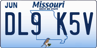 MO license plate DL9K5V