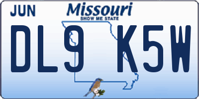 MO license plate DL9K5W