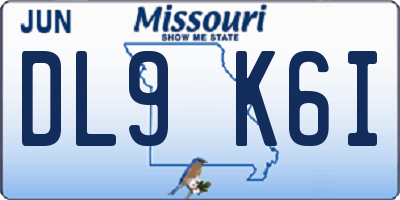 MO license plate DL9K6I