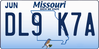 MO license plate DL9K7A