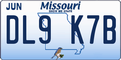 MO license plate DL9K7B