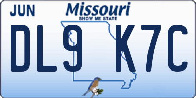 MO license plate DL9K7C