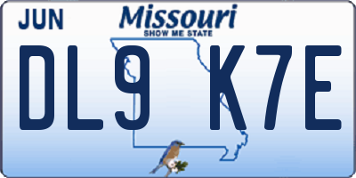 MO license plate DL9K7E