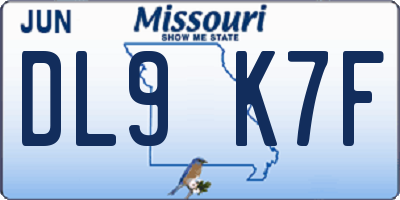 MO license plate DL9K7F