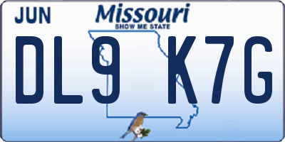 MO license plate DL9K7G