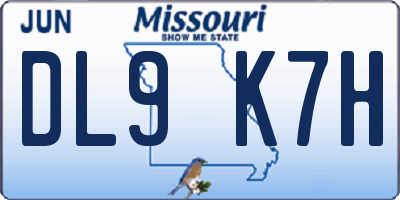 MO license plate DL9K7H