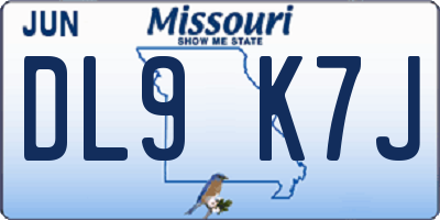 MO license plate DL9K7J
