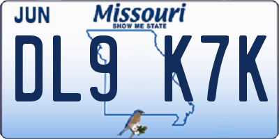 MO license plate DL9K7K