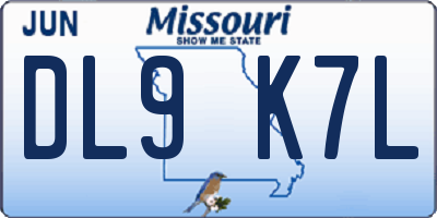 MO license plate DL9K7L