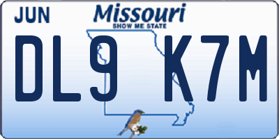 MO license plate DL9K7M