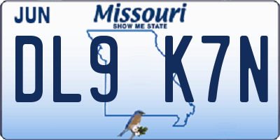 MO license plate DL9K7N