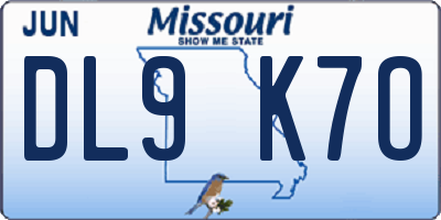 MO license plate DL9K7O