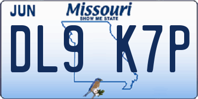 MO license plate DL9K7P