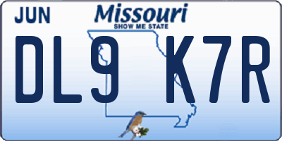 MO license plate DL9K7R