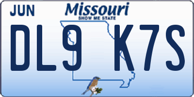 MO license plate DL9K7S