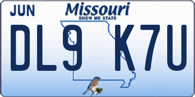 MO license plate DL9K7U