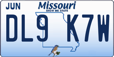MO license plate DL9K7W