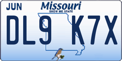MO license plate DL9K7X