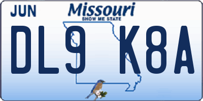 MO license plate DL9K8A