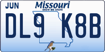 MO license plate DL9K8B