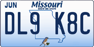 MO license plate DL9K8C