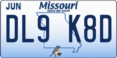 MO license plate DL9K8D