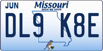 MO license plate DL9K8E