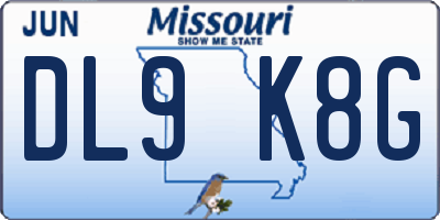 MO license plate DL9K8G