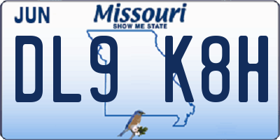 MO license plate DL9K8H