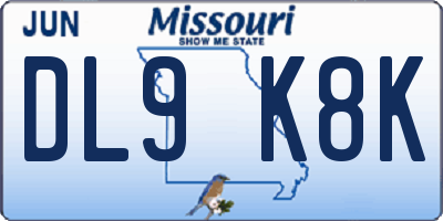 MO license plate DL9K8K