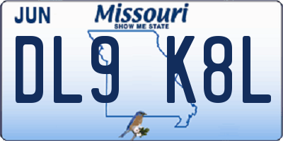 MO license plate DL9K8L