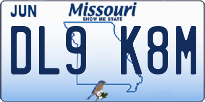 MO license plate DL9K8M