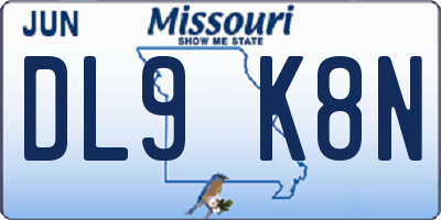MO license plate DL9K8N