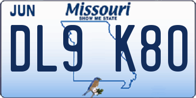 MO license plate DL9K8O