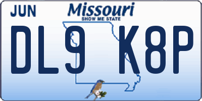 MO license plate DL9K8P