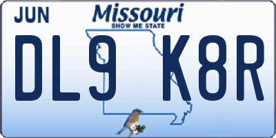 MO license plate DL9K8R