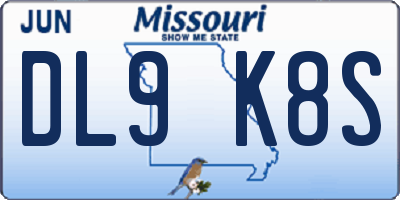 MO license plate DL9K8S
