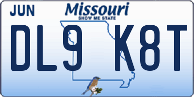 MO license plate DL9K8T