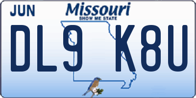 MO license plate DL9K8U