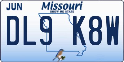 MO license plate DL9K8W