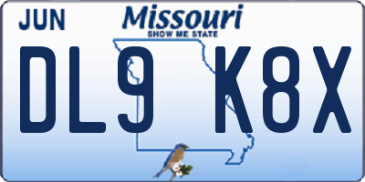 MO license plate DL9K8X