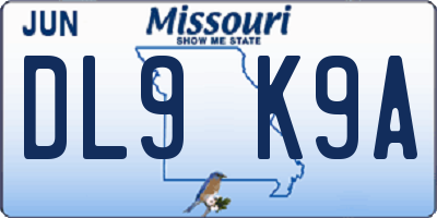 MO license plate DL9K9A