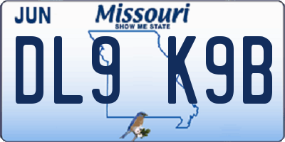 MO license plate DL9K9B