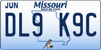 MO license plate DL9K9C